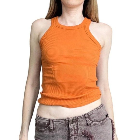 Hand-dyed Wesley from Bandier basic bronze orange tank top. Size XS. - Picture 1 of 7